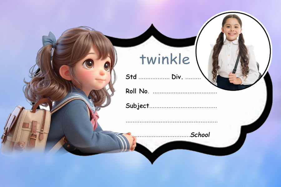 Cartoon Girl Personalised Notebook Name Slips| Love Craft Gifts |