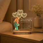 Personalized Couple Anniversary Calendar LED Acrylic Lamp 8x8" | Romantic Gift for Couples | Love Craft Gifts™