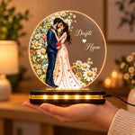 Personalized Couple Name Floral LED Acrylic Lamp 6x8″ | Anniversary Gift | Love Craft Gifts™