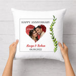 Personalized Anniversary Photo Cushion Pillow with Name & Date – Custom Romantic Soft Cushion Gift (10x10 Inch) | Love Craft Gifts