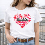 Personalized Heart Name Print White T-Shirt – Custom Love Design Unisex Tee | Love Craft Gifts
