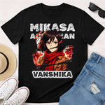 Personalized Mikasa Anime Name T-Shirt for Women – Custom Printed Black Tee | Love Craft Gifts
