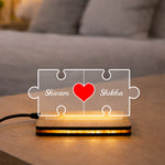 Personalized Puzzle Acrylic LED Lamp Custom Name Couple Gift 6x3 Inch | Love Craft Gifts
