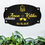 Love Birds Wooden Home Name Plates-12x15"