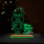 Personalized Santa Claus Christmas Acrylic LED Lamp | Custom Name Glowing Santa with Gift Box | Festive Gift for Family and Friends | Love Craft Gifts™