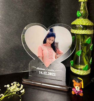 Heart-Shaped Acrylic Frame with Photo and Custom Name