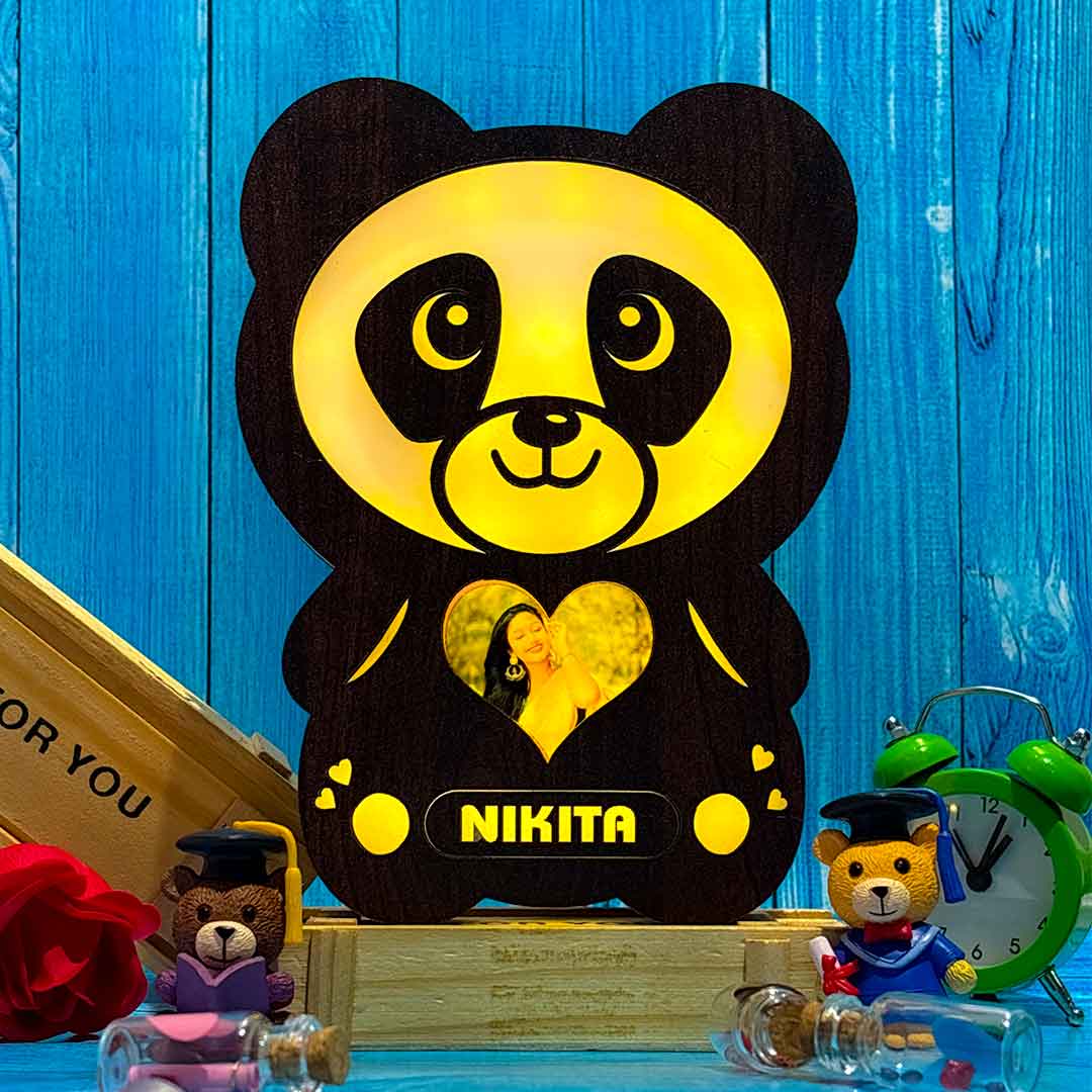 Glowing Panda Lamp with Photo & Name - Valentine Day