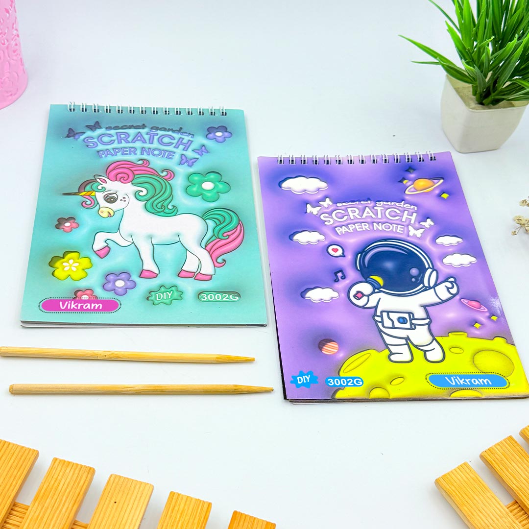 Personalized Scratch Art Book – Astronaut & Unicorn Designs