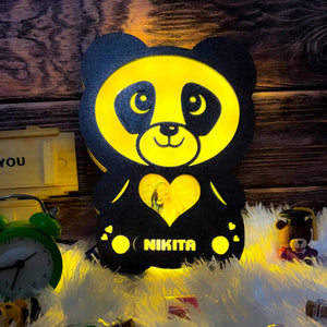 Glowing Panda Lamp With Name & Photo For Valentine