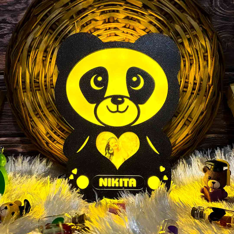 Glowing Panda Lamp With Name & Photo For Valentine