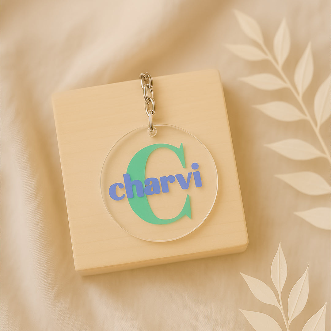 Name & Initial Round Keychain