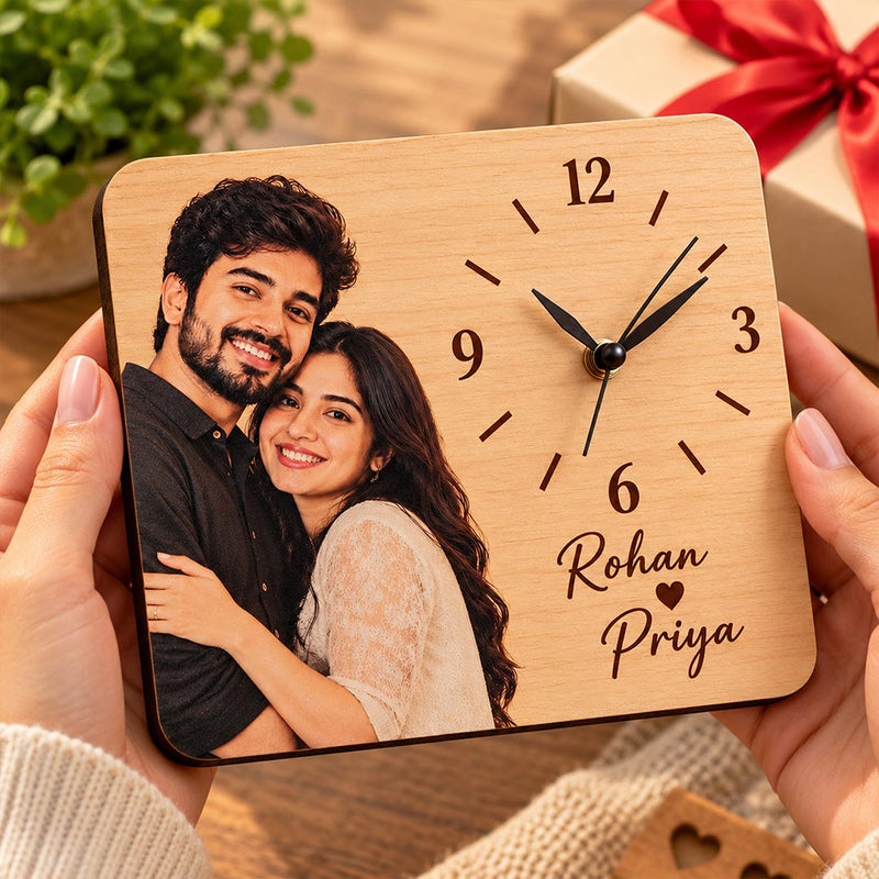 1. Custom Couple Photo Clock with Names for Desk & Home Decor | Love Craft Gifts™