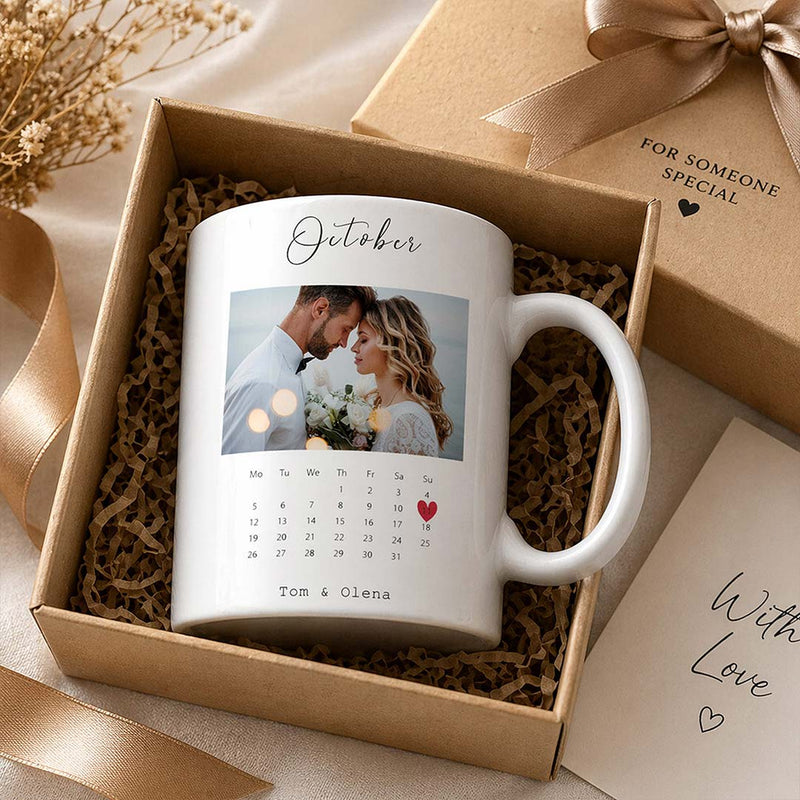 1. Custom Photo & Date Ceramic Mug 250ml | Romantic Gift for Couples | Love Craft Gifts™