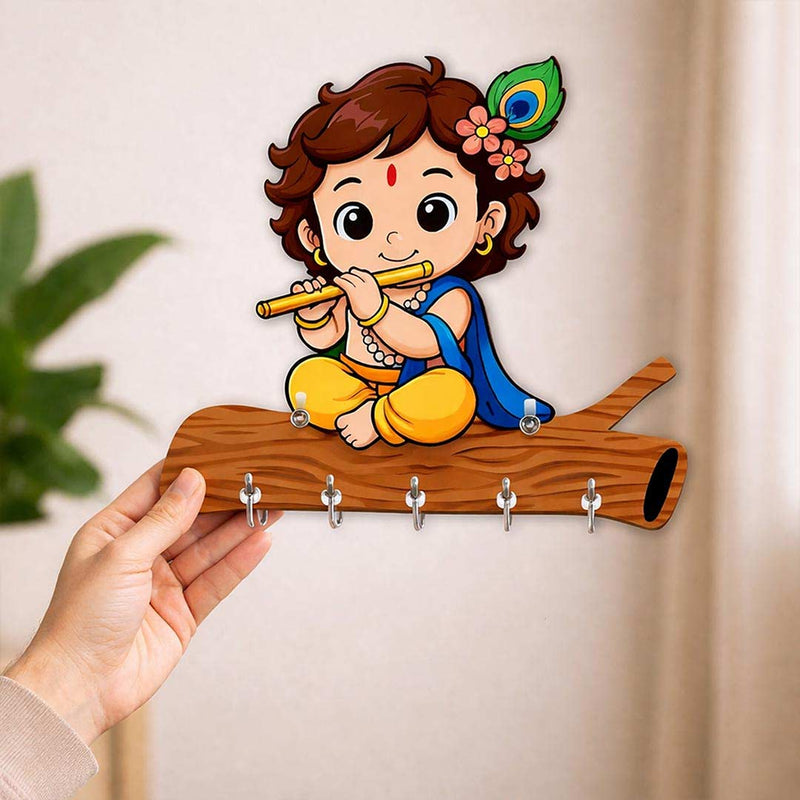 1. Decorative Krishna Wooden Key Rack | Diwali & Housewarming Gift | Love Craft Gifts™