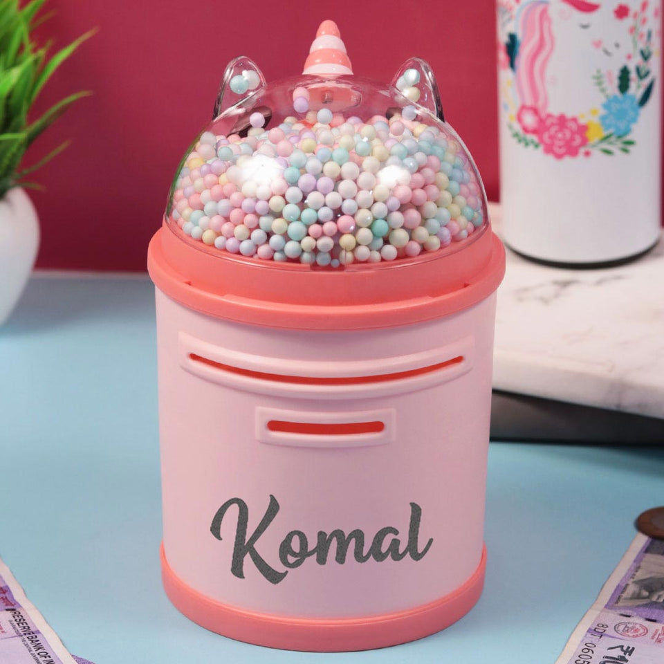 Personalized Piggy Bank -Unicorn Design Gullak for Girls