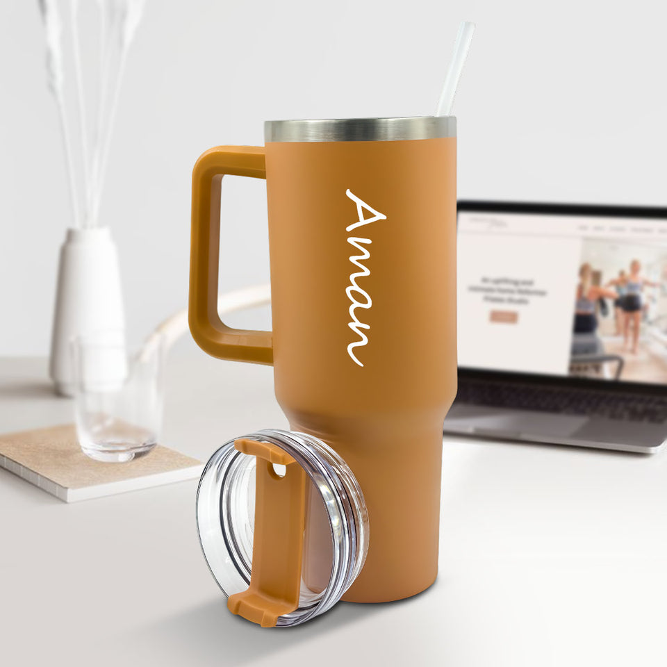 Personalized  Stainless Tumbler With Straw