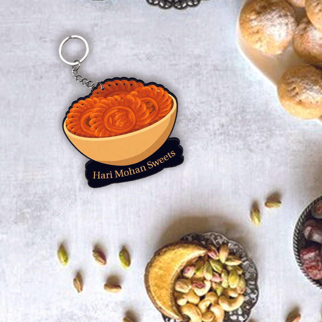 Customized Indian Sweets Keychain Or Keyring With Name