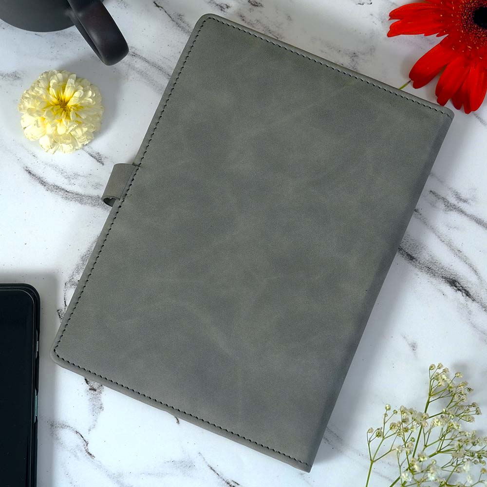 Exclusive Gray Diary With Flip Strap Closure