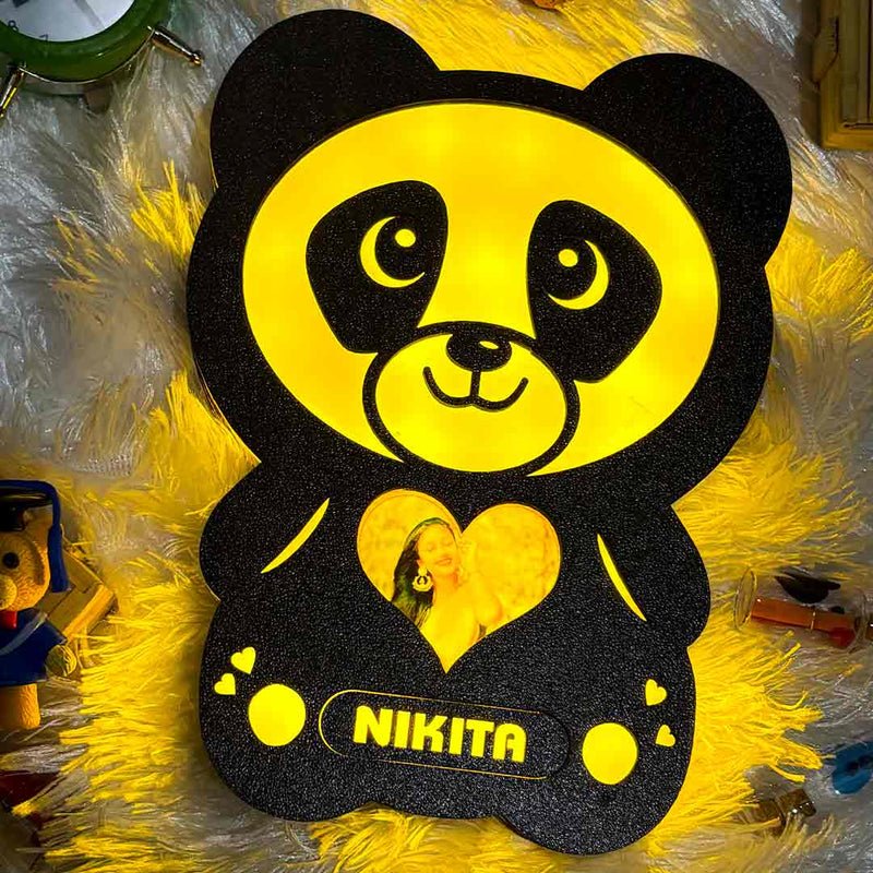 Glowing Panda Lamp with Photo & Name - Valentine Day