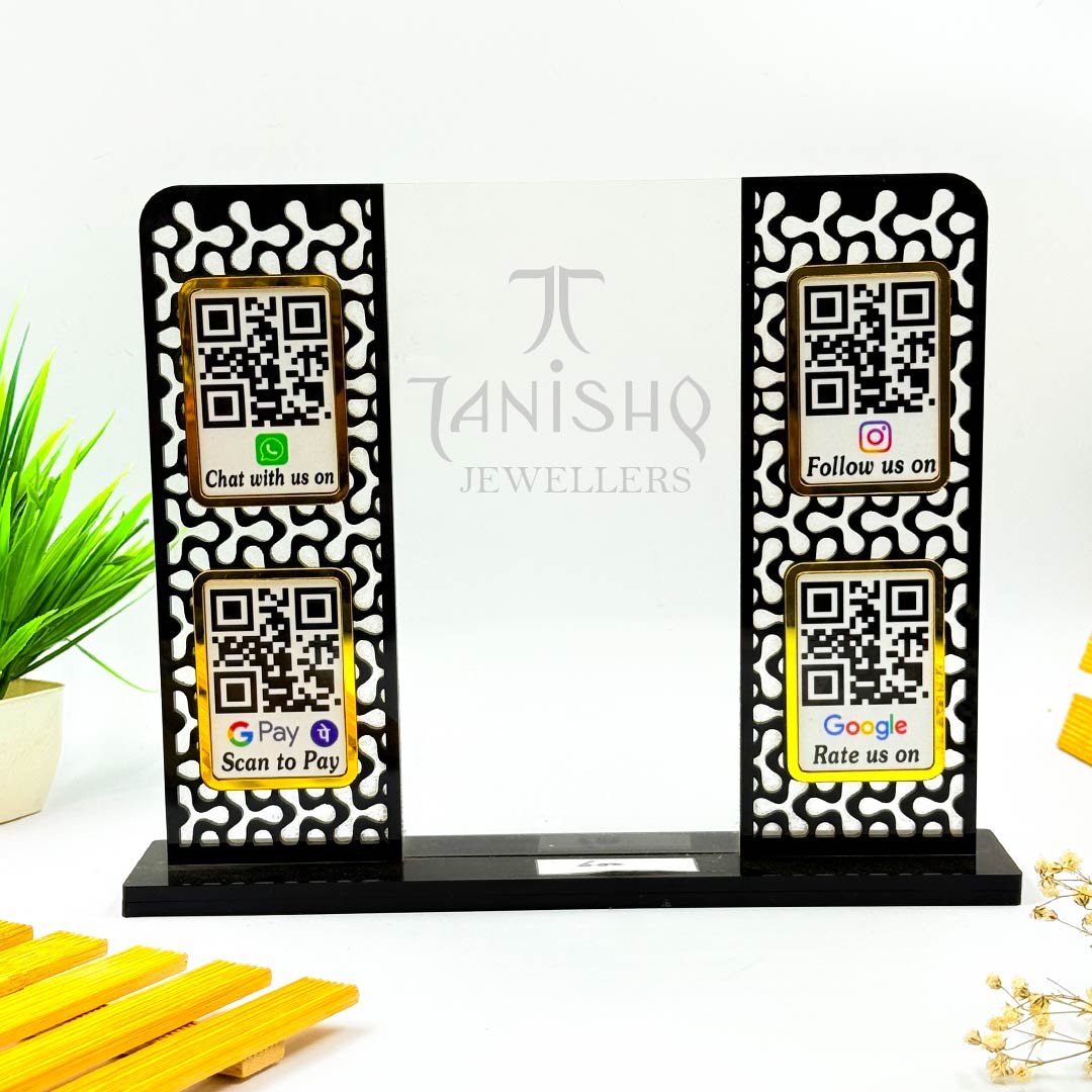 Custom Square QR Code Stand – Transparent & Black Acrylic