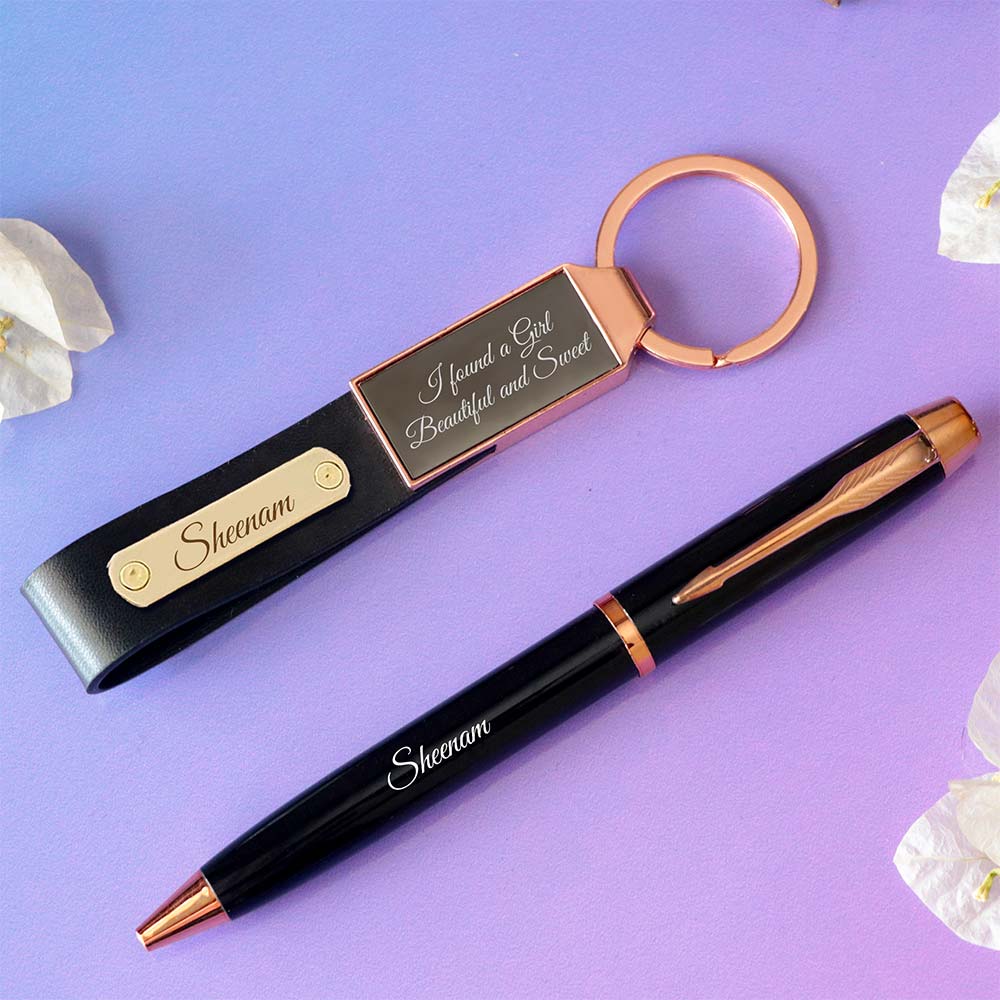 Customized Pen And Keychain Gift Set | Love Craft  Gifts