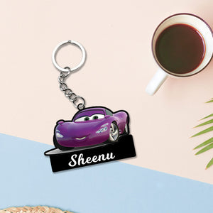 Lightning McQueen Cars Characters Keychain With Name | Love Craft Gifts