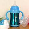 Blue Stainless Steel Baby Bottle for Infant With Name (240 ml)