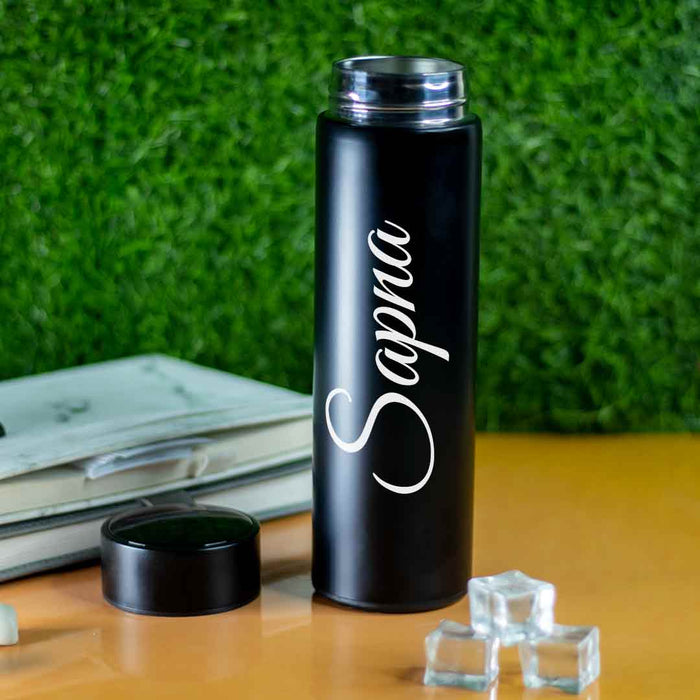 Custom Vacuum Insulated Water Bottle With Led Temperature Display ( Matte Black 500ml)