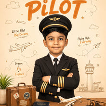 Personalized Future Pilot Portrait Digital Artwork | Custom Kids Aviation Dream Poster