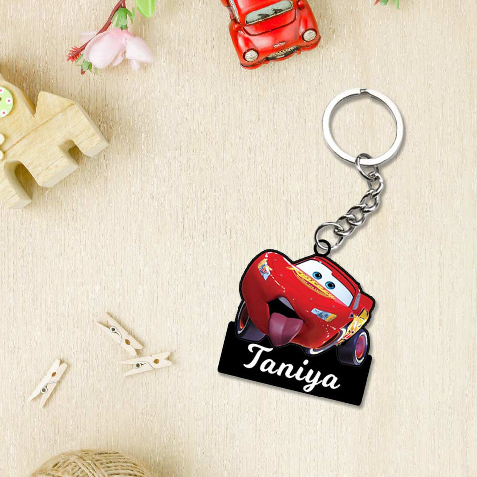 Lightning McQueen Cars Characters Keychain With Name | Love Craft Gifts