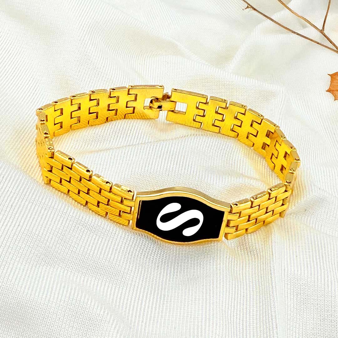 Custom Initial Metal Strap Bracelet – Stylish & Elegant