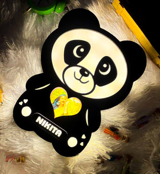 Glowing Panda Lamp with Photo & Name - Valentine Day