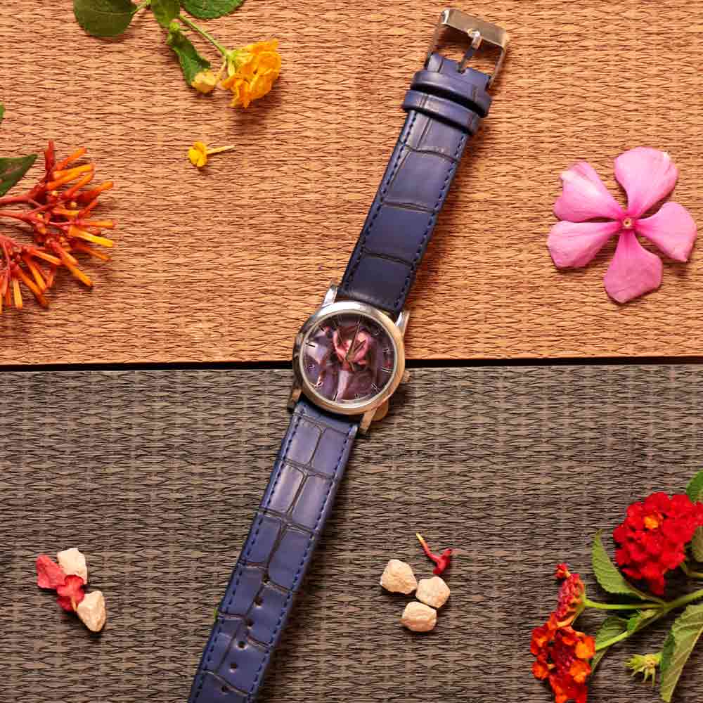 Customized Blue Leather Wrist Watch | Love Craft Gifts