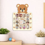 Personalized Baby First Year Photo Frame with Teddy Design – Custom Monthly Milestone Collage Wall Frame (11x15 Inch) | Love Craft Gifts™