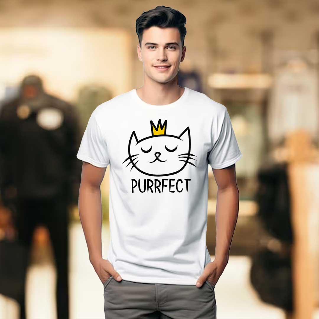 Men's White Purrfect T-Shirt | Love Craft Gifts