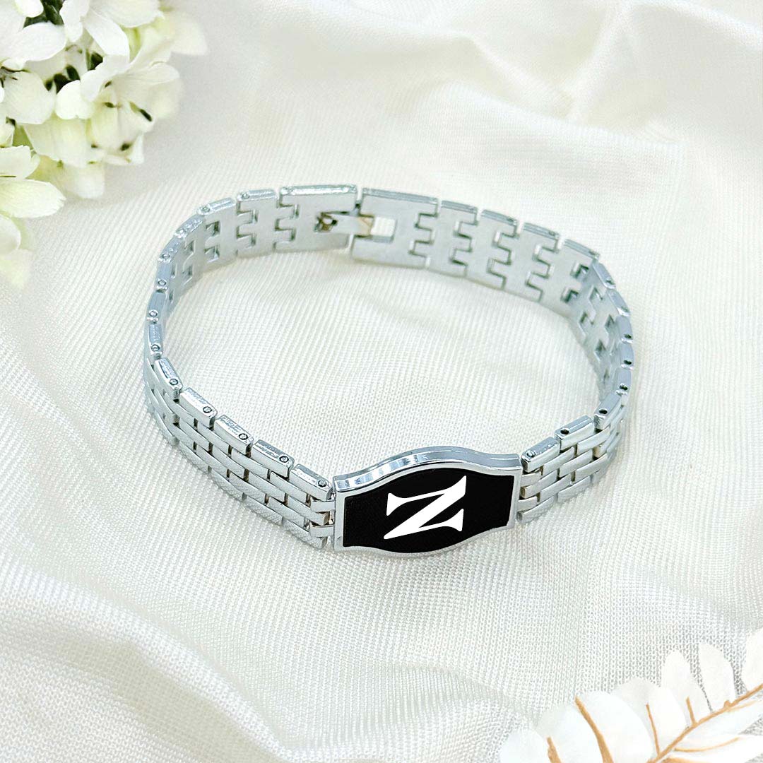 Custom Initial Metal Strap Bracelet – Stylish & Elegant