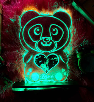 Acrylic Glowing Panda Lamp with Photo- Valentine Day