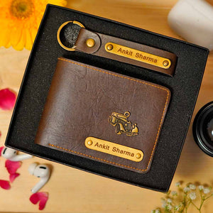 Personalized Men's Wallet & Keychain Combo