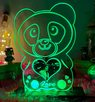 Acrylic Glowing Panda Lamp with Photo- Valentine Day