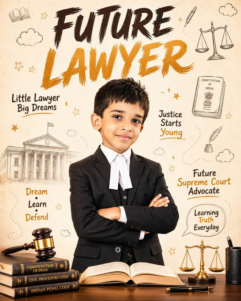 Personalized Future Lawyer Digital Portrait for Kids | Custom Supreme Court Advocate Artwork