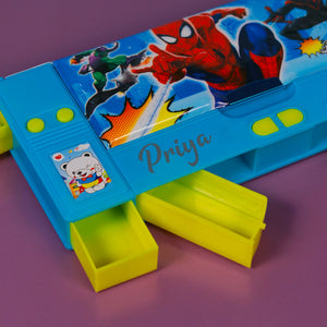 Personalized Spiderman Jumbo Pencil Box (Set of 1, Blue)