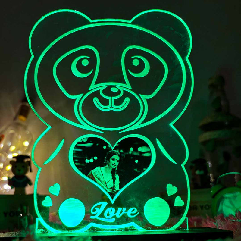 Acrylic Glowing Panda Lamp with Photo- Valentine Day