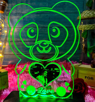 Acrylic Glowing Panda Lamp with Photo- Valentine Day