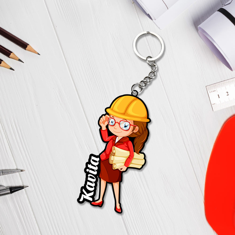 Engineer Keychain For Women With Name | Love Craft Gifts