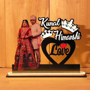 Married Couple Neon LED Photo Wooden Table Top | Love Craft Gifts