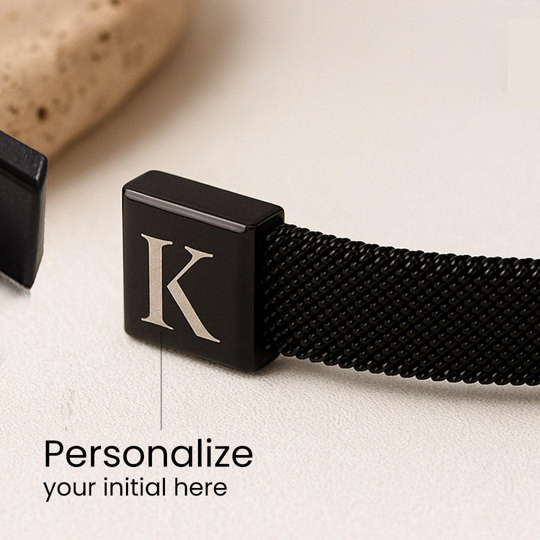 Personalized Black Initial Bracelet for Men