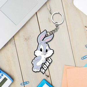 Cute Cartoon Rabbit Keychain With Name: Rabbit Keyrings | Love Craft Gifts