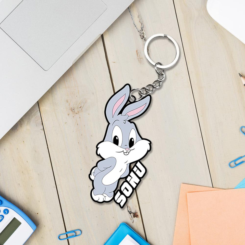 Cute Cartoon Rabbit Keychain With Name: Rabbit Keyrings | Love Craft Gifts