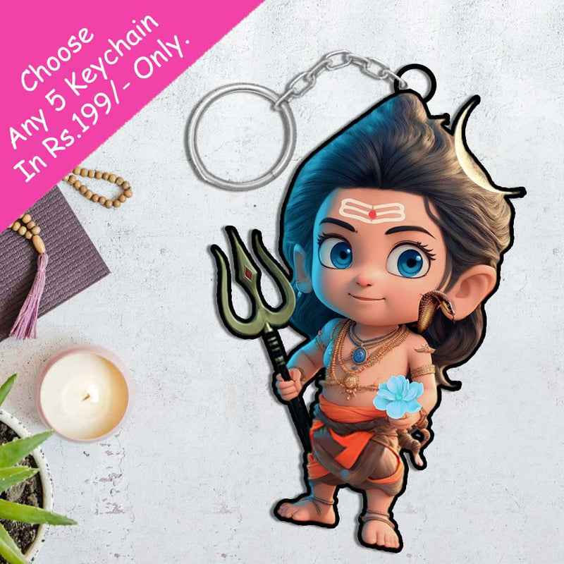 Mahadev Wooden Keychains