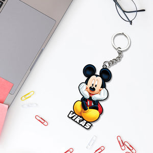 Mickey Mouse Characters Keychain Or Keyrings With Name | Love Craft Gifts